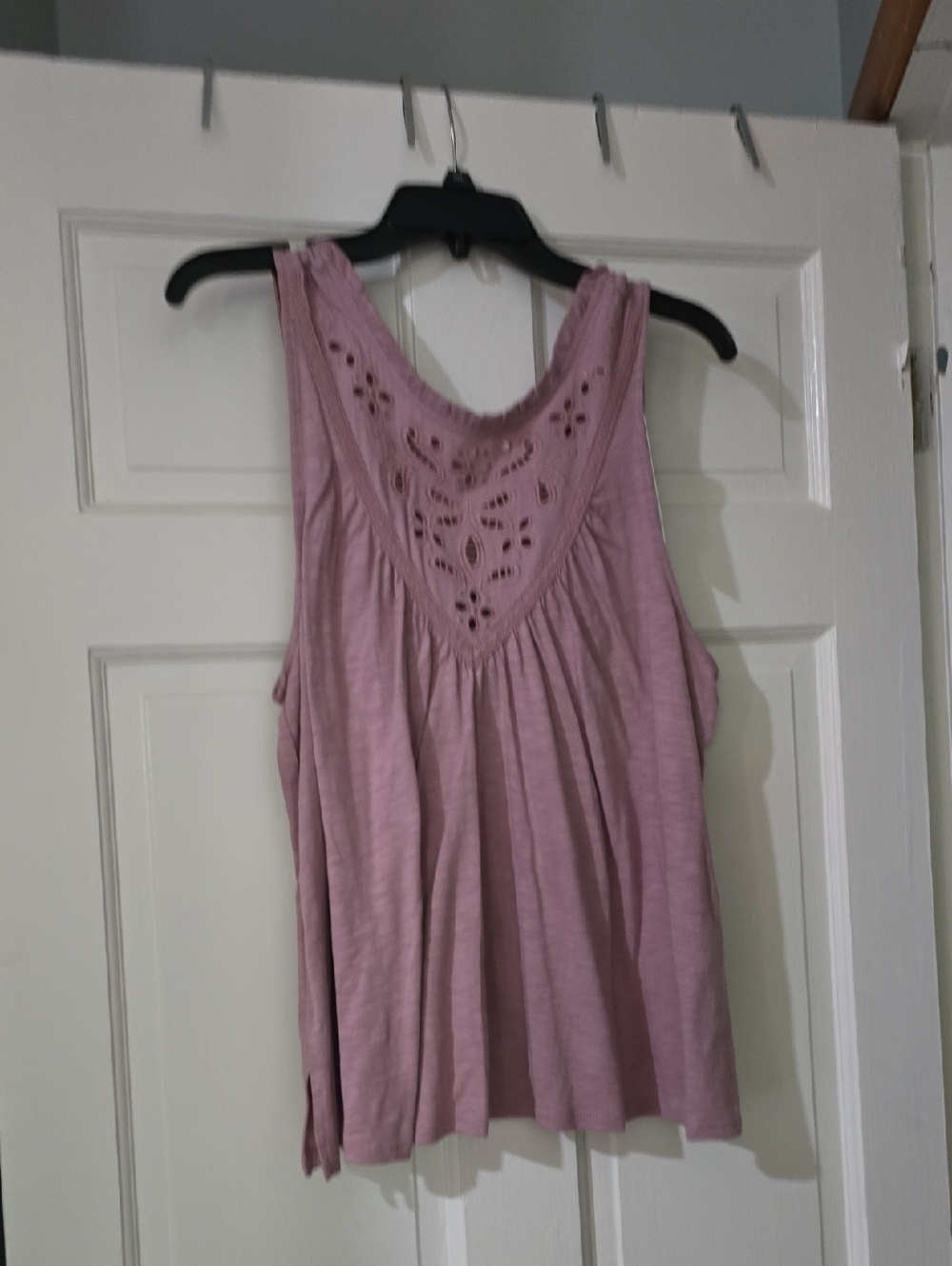 True Craft Mauve Crochet Yoke Tank Top